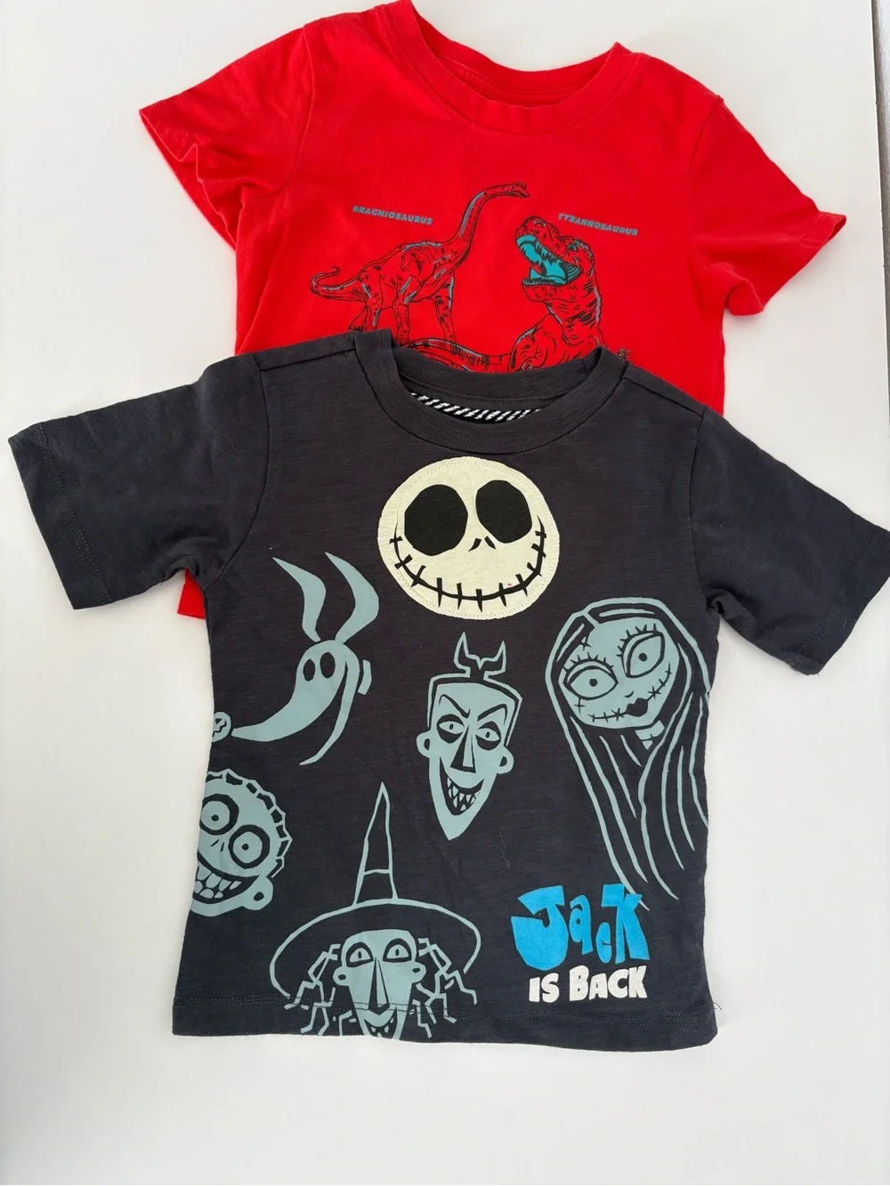 Cat & Jack Kids Short Sleeve Tees - Black & Red Dinosaur and Jack Designs 2T